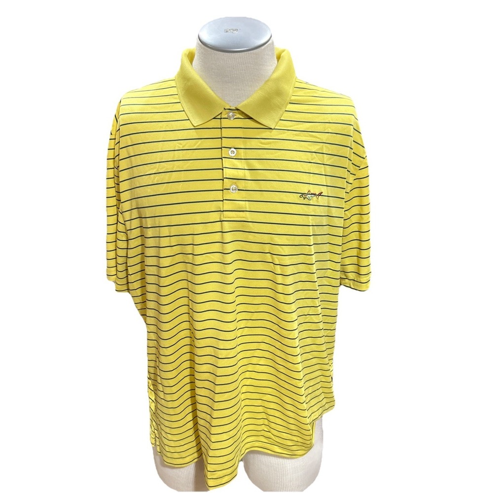Tasso Elba Greg Norman Polo Shirt XL Five Iron Yellow Golf Short Sleeves